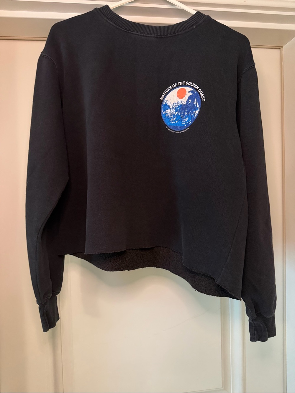 Cropped John Galt OS Natives of the Golden Coast Sweatshirt Size S Black